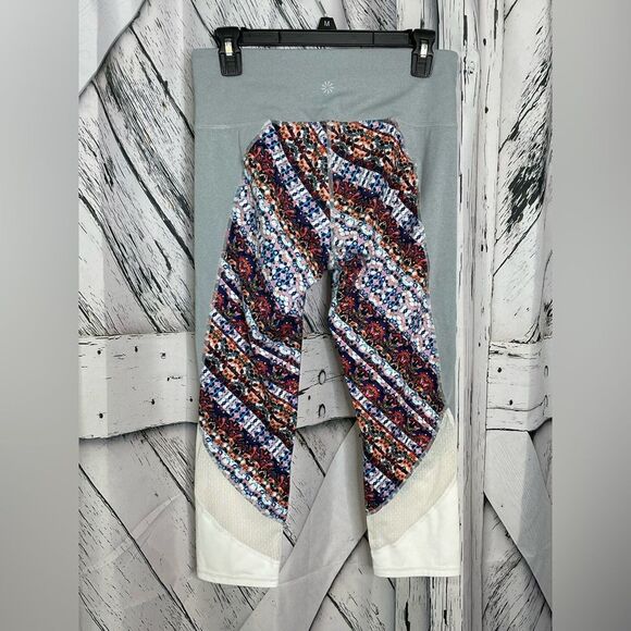 Athleta Cropped Leggings Mesh Trim Gray M - Picture 4 of 9